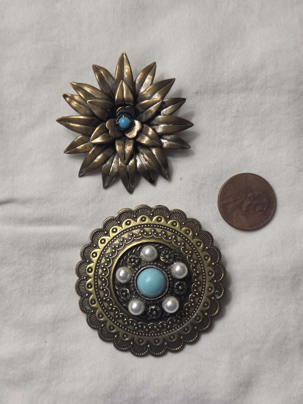 Vintage Brass Brooches, Austria